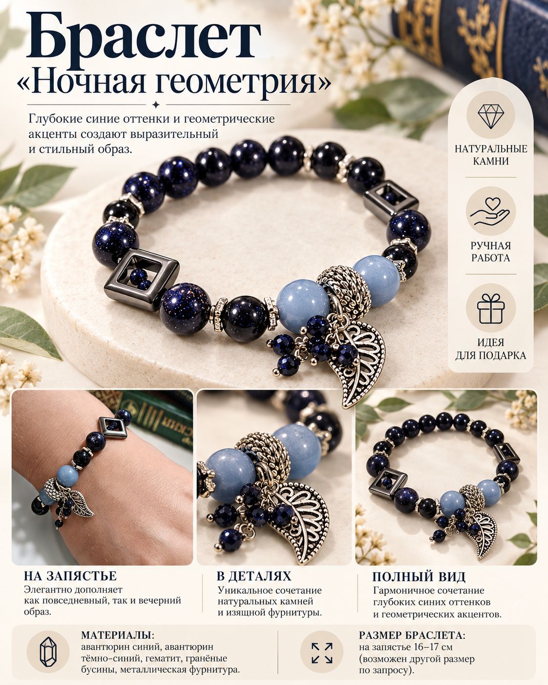Браслет "Ночная геометрия"